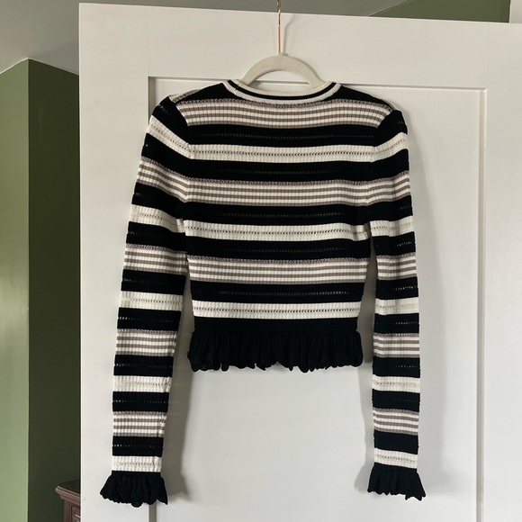 Ronny Kobo stripe cropped sweater with ruffle edges - Picture 3 of 3